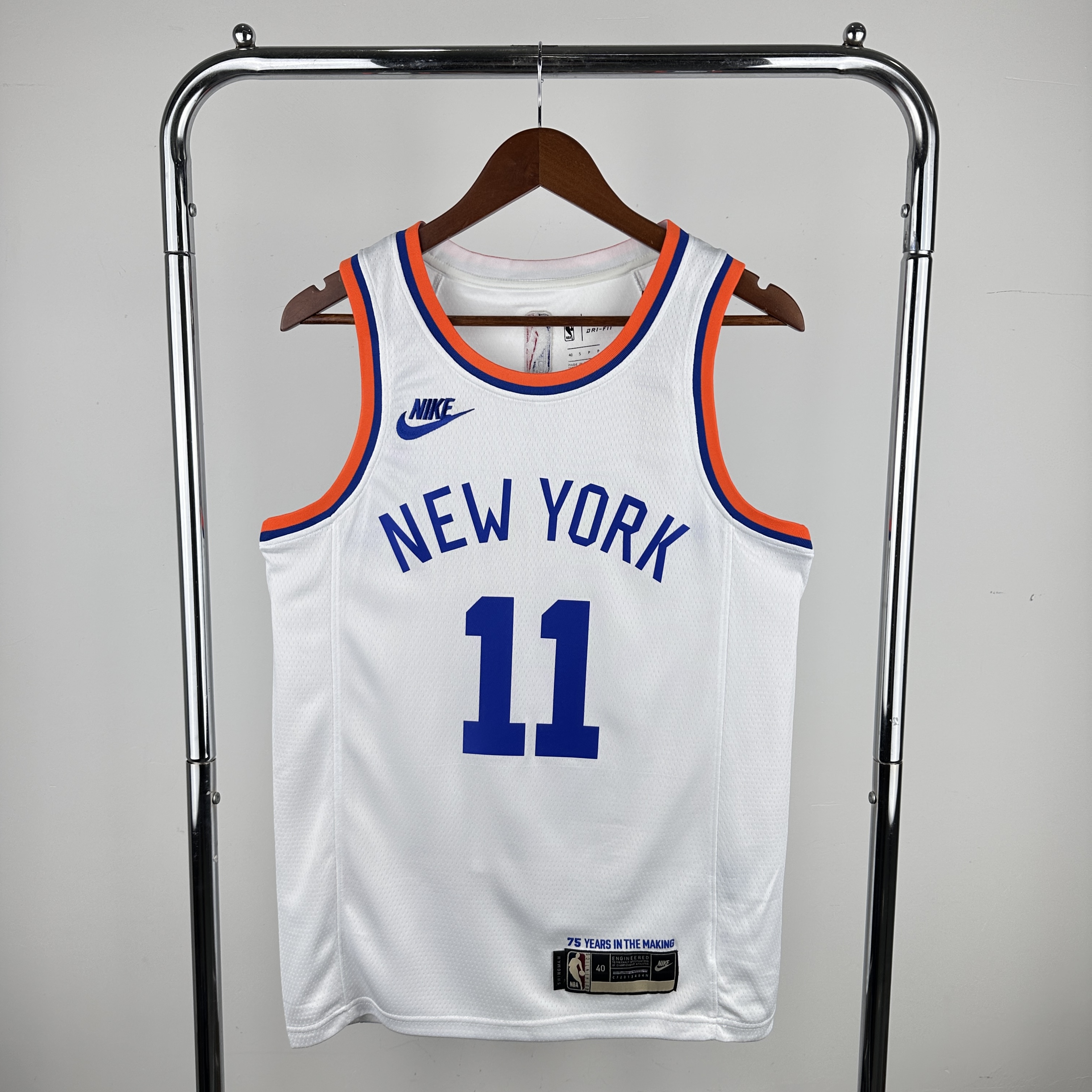Men New York Knicks #11 Brunson White Throwback Nike 2024 NBA Jerseys->new york knicks->NBA Jersey